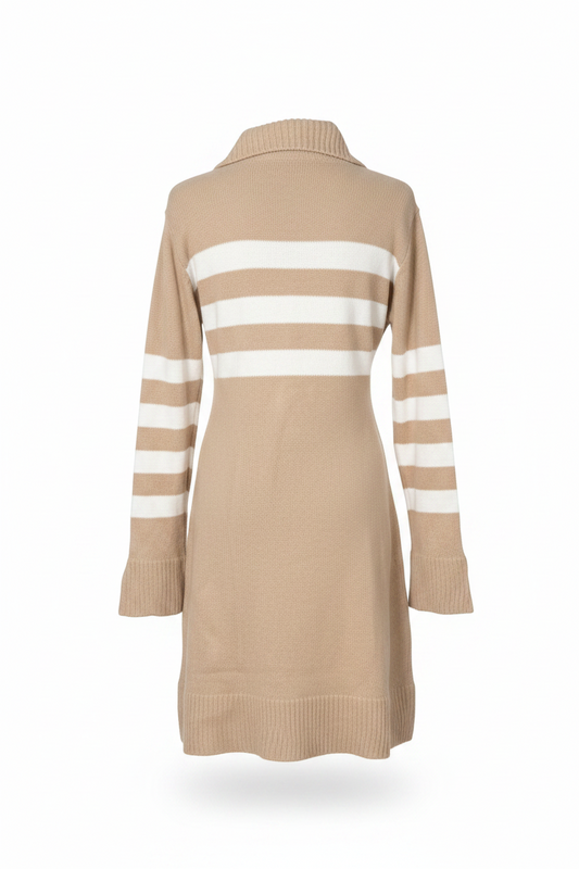 Tan and White Sweater Dress