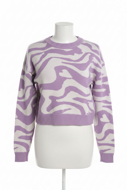 Purple Sweater With White Swirl